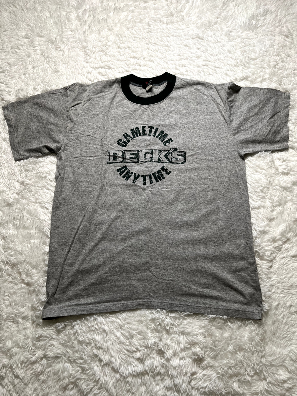 Vintage Becks Gametime Anytime Graphic T Shirt With ESPN Patch on Back Size XXL